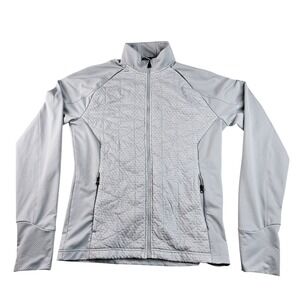 Under Armour Fitted‎ Quilted Jacket Women's Medium Gray Full Zip Gym Mock Neck